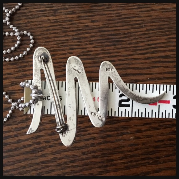 Vintage Mexico Taxco Pendent Brooch Zigzag 2 3/4” - Picture 5 of 7